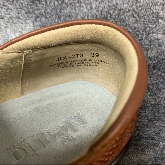 Alegria Joleen Brandy Loafer US 9EU 39 Brown Platform Slip on Leather Tooled - Picture 8 of 12